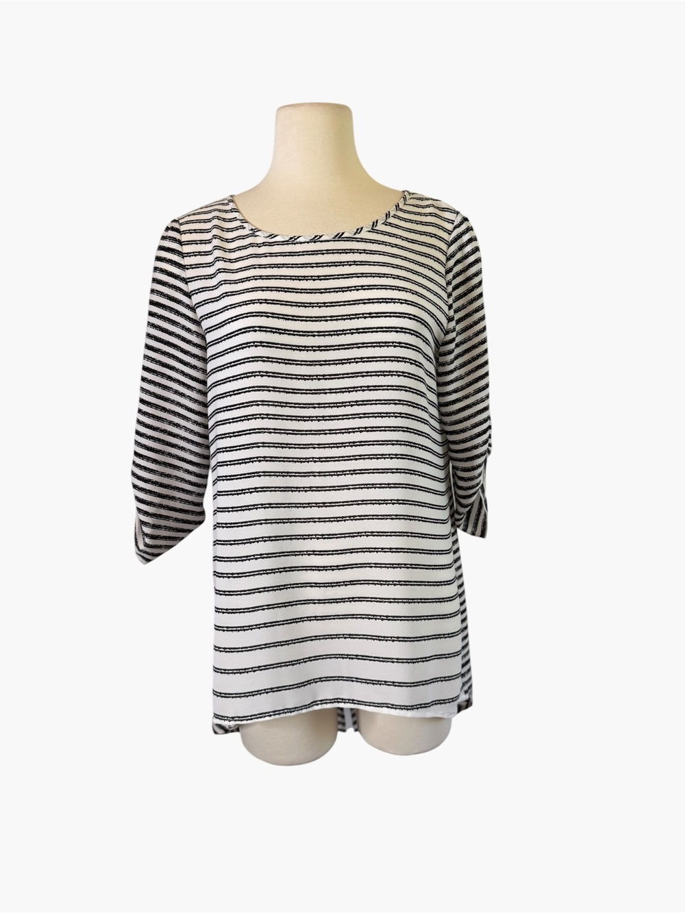 Chico's Black and White Striped Scoop Neck Tunic